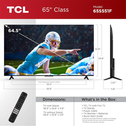 65-Inch Class S5 UHD 4K LED Smart TV with Fire TV (65S551F, 2024), Dolby Vision, HDR PRO+, Atmos, Alexa Built-In, Apple Airplay 2, Streaming Television