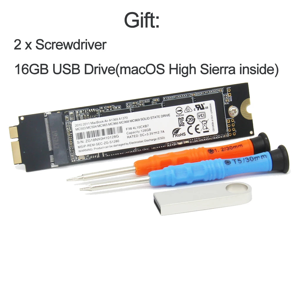 New 128GB 256GB 512GB 1TB SSD for Apple Macbook Air A1369 A1370 HDD Solid State Drive Mac Air 2010-2011 Macbook Air 3.1 4.1 SSD
