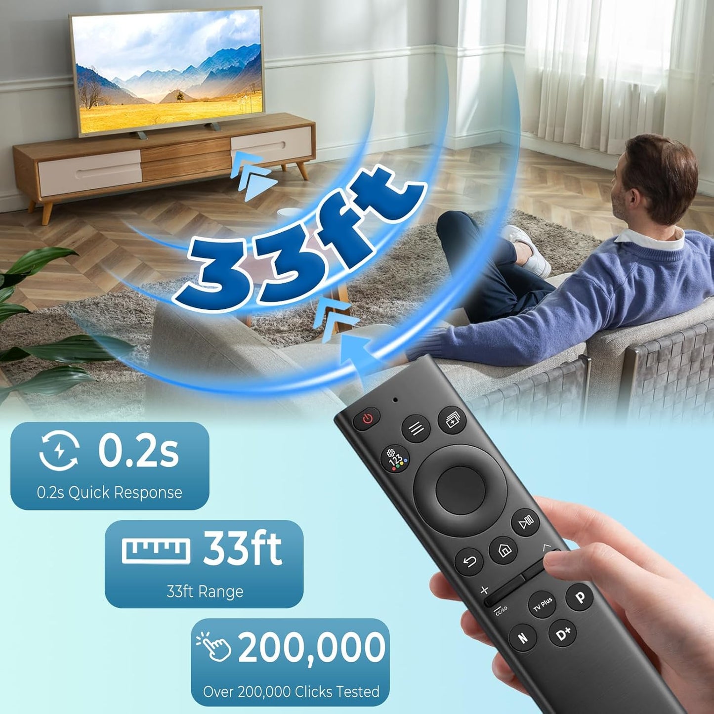 Replacement Samsung TV Remote, Universal Smart TV Remote Control BN59-01385A for Samsung LED LCD QLED UHD Frame Tvs, 4 Easy One-Click Shortcut Buttons, No Setup Needed (NO Voice Function)