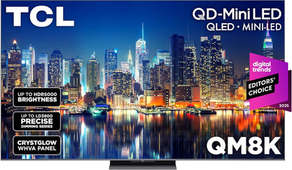 75 Inch Class QM8K Series | Mini LED QLED 4K HDR | 75QM8K, 2025 Model | 120HZ-144HZ anti Reflective Wide Angle Screen Smart Google TV Dolby Atmos | Voice Remote Alexa Gaming Streaming Television