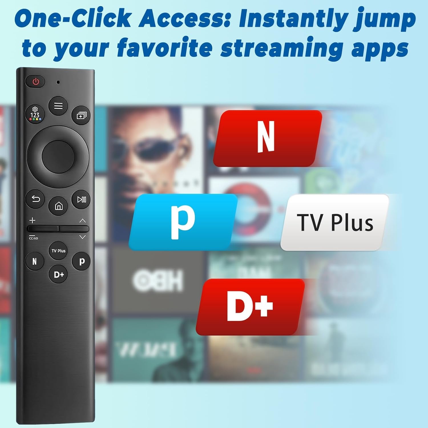 Replacement Samsung TV Remote, Universal Smart TV Remote Control BN59-01385A for Samsung LED LCD QLED UHD Frame Tvs, 4 Easy One-Click Shortcut Buttons, No Setup Needed (NO Voice Function)