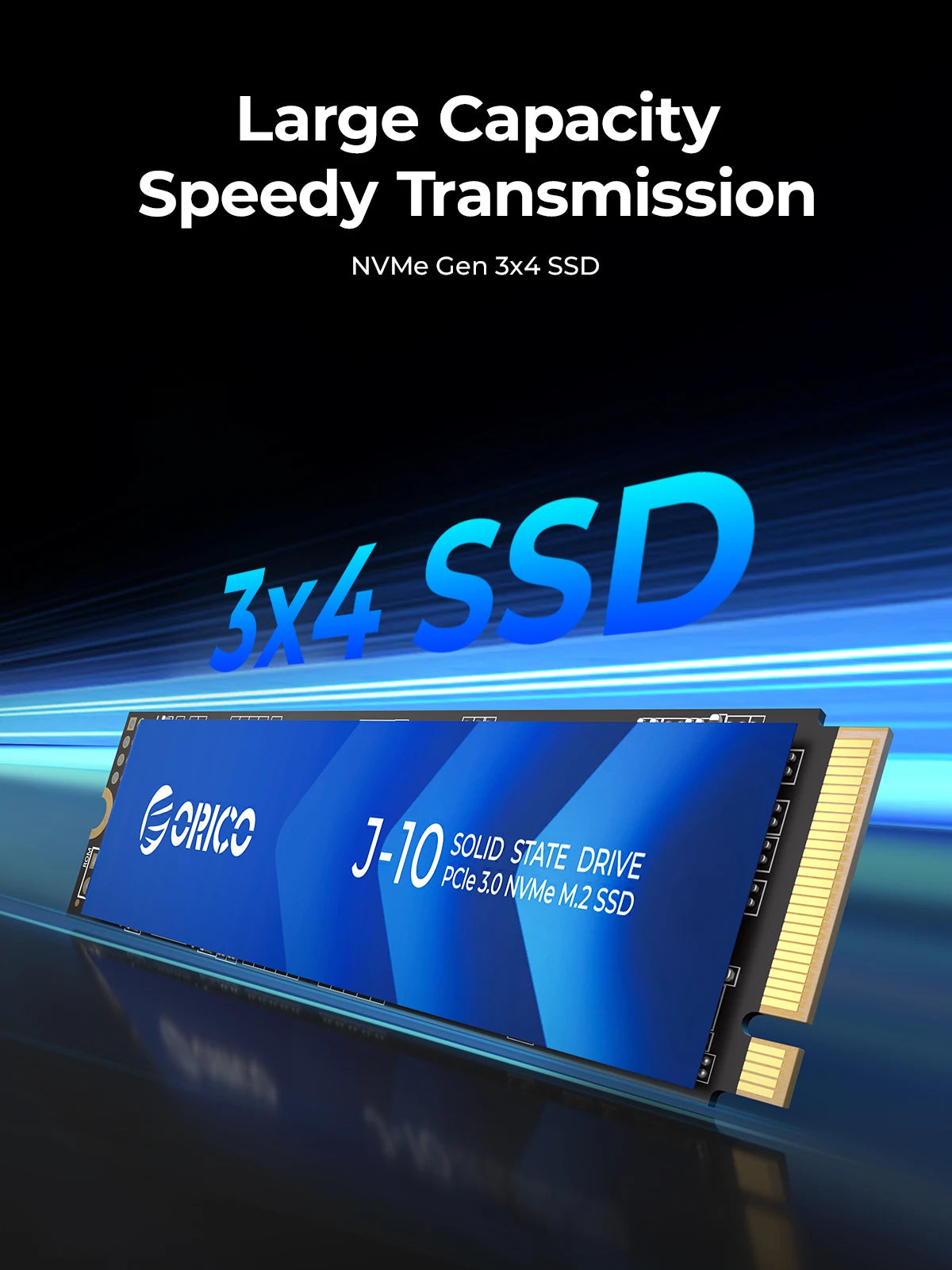 J10 M.2 Nvme SSD Pcie 3.0 Gen3 X4 Nvme SSD 3500Mbps M.2 M Key 2280Mm Internal Solid State Drive 1TB with Cooling Vest