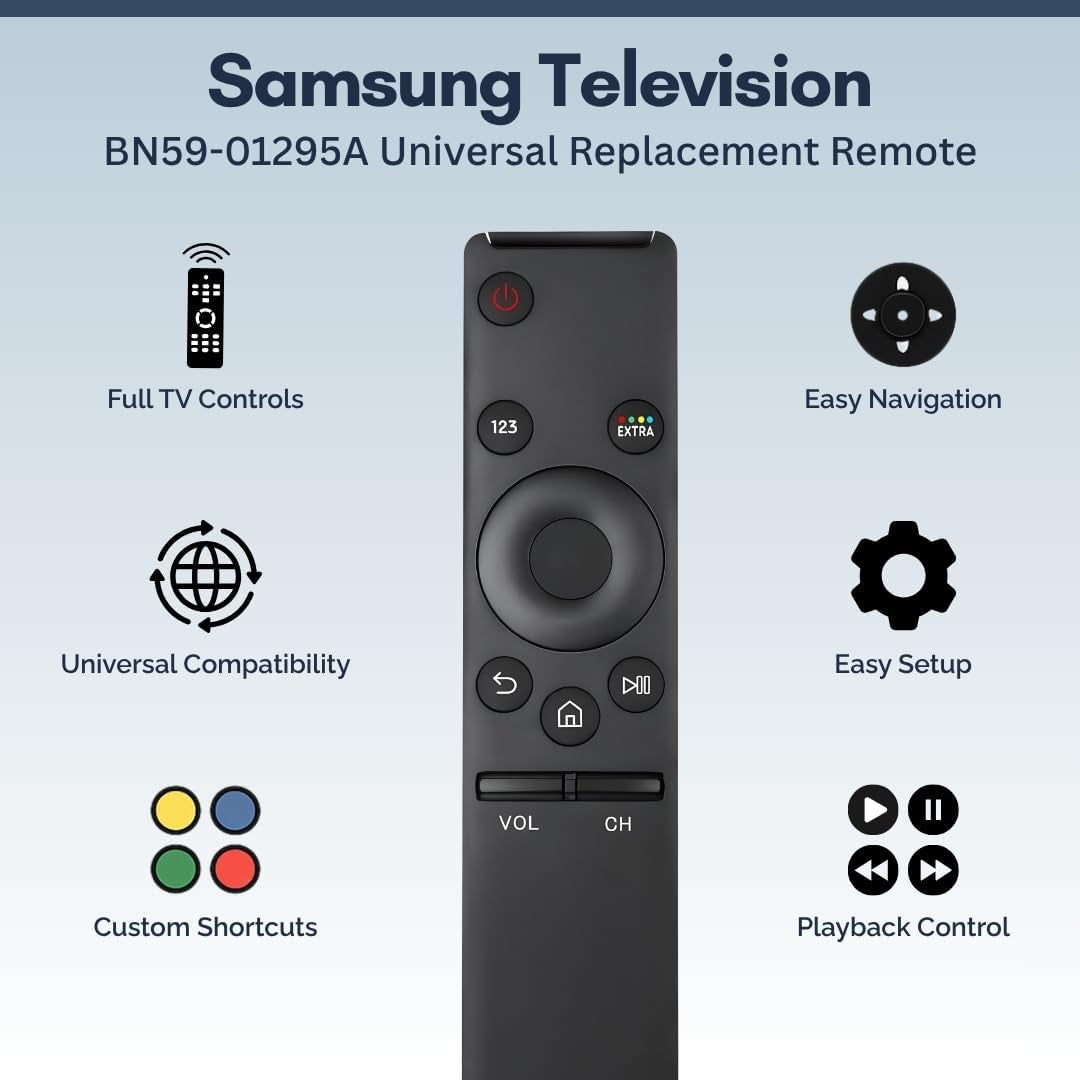 2 Pack BN59-01295A Samsung TV Remote Control Replacement for Smart TV - Easy Setup, Durable Design, Universal Remote - Works with Samsung Smart, QLED, UHD, 4K, Curved, LED, LCD, & HDTV Models