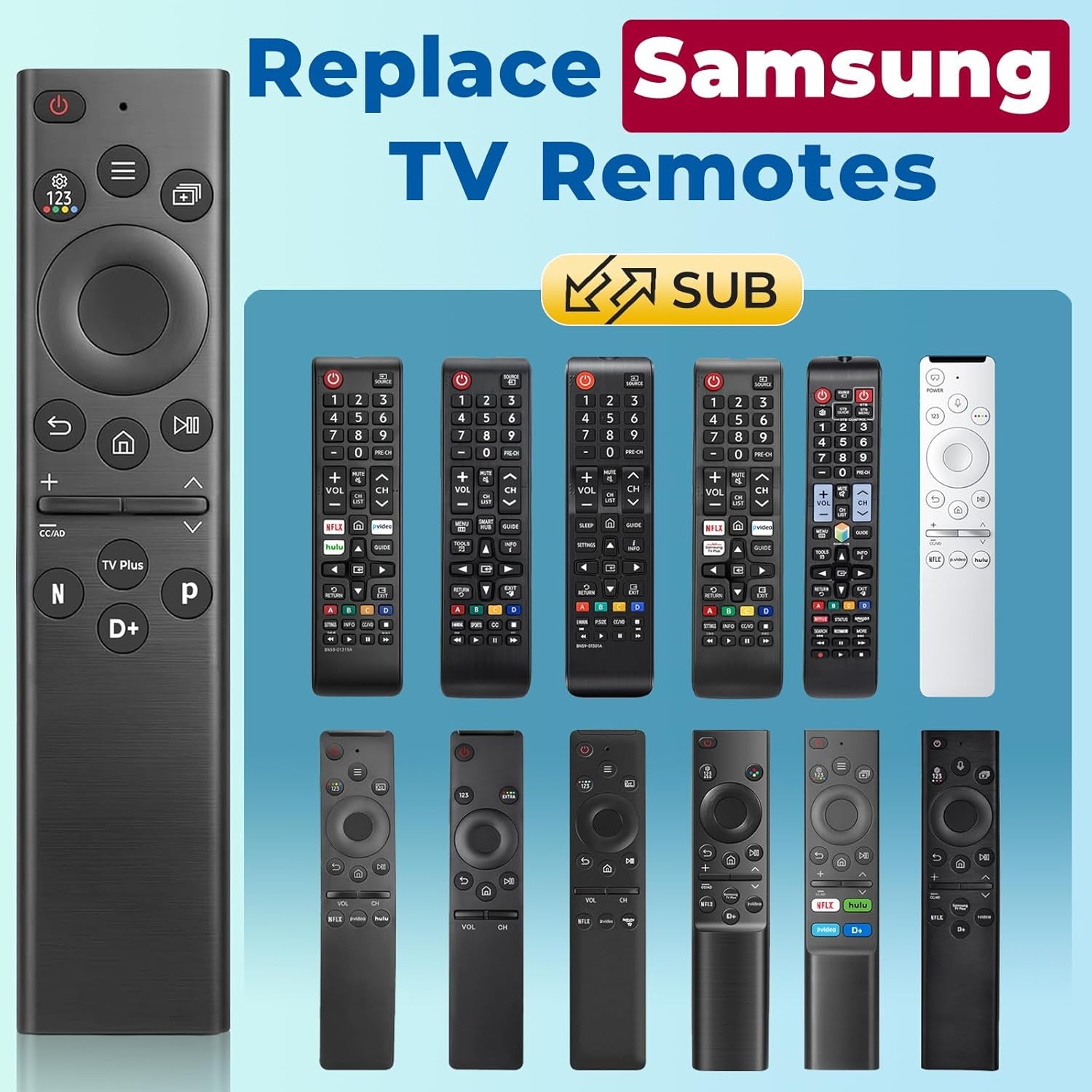 Replacement Samsung TV Remote, Universal Smart TV Remote Control BN59-01385A for Samsung LED LCD QLED UHD Frame Tvs, 4 Easy One-Click Shortcut Buttons, No Setup Needed (NO Voice Function)