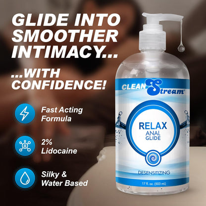 Relax Unscented Lubricant, Silky Liquid Formula, Toy Safe for Men and Women, Comfortenhancing Personal Lube, 17 Oz Bottle, Compatible with Intimate Accessories