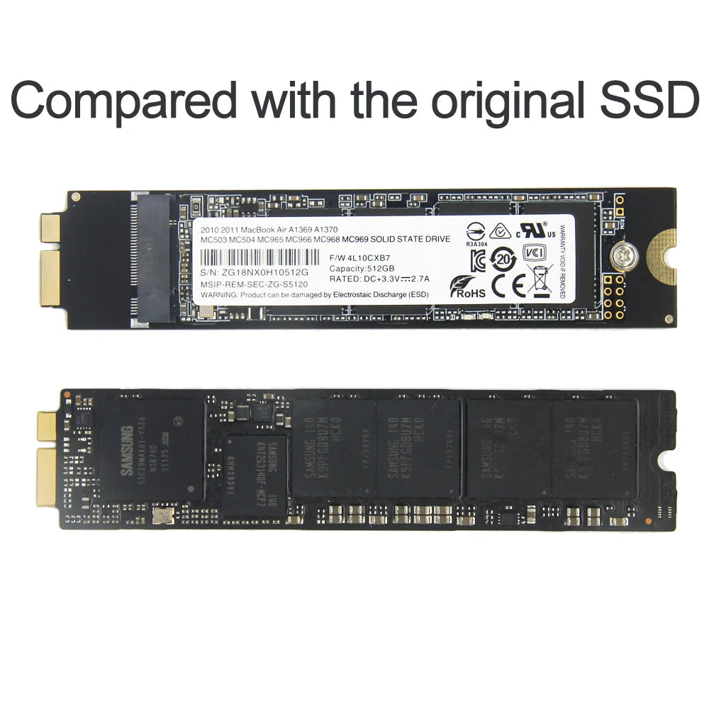 New 128GB 256GB 512GB 1TB SSD for Apple Macbook Air A1369 A1370 HDD Solid State Drive Mac Air 2010-2011 Macbook Air 3.1 4.1 SSD